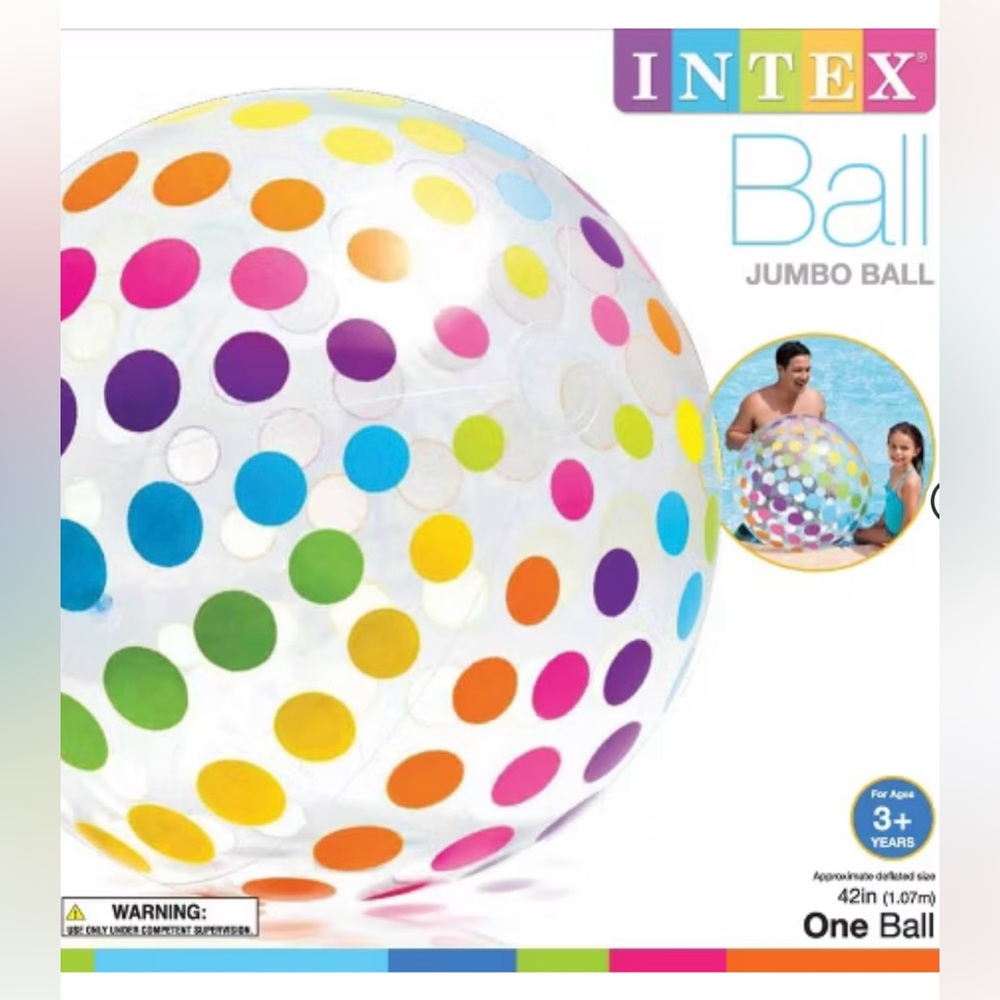 🩵NIB Intex Jumbo Inflatable Glossy Big Polka-Dot Giant Beach Ball, 42 in